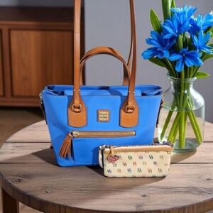Dooney & Bourke Cobalt Blue NWOTS and Tan Shoulder Bag w/Wallet & Dusty